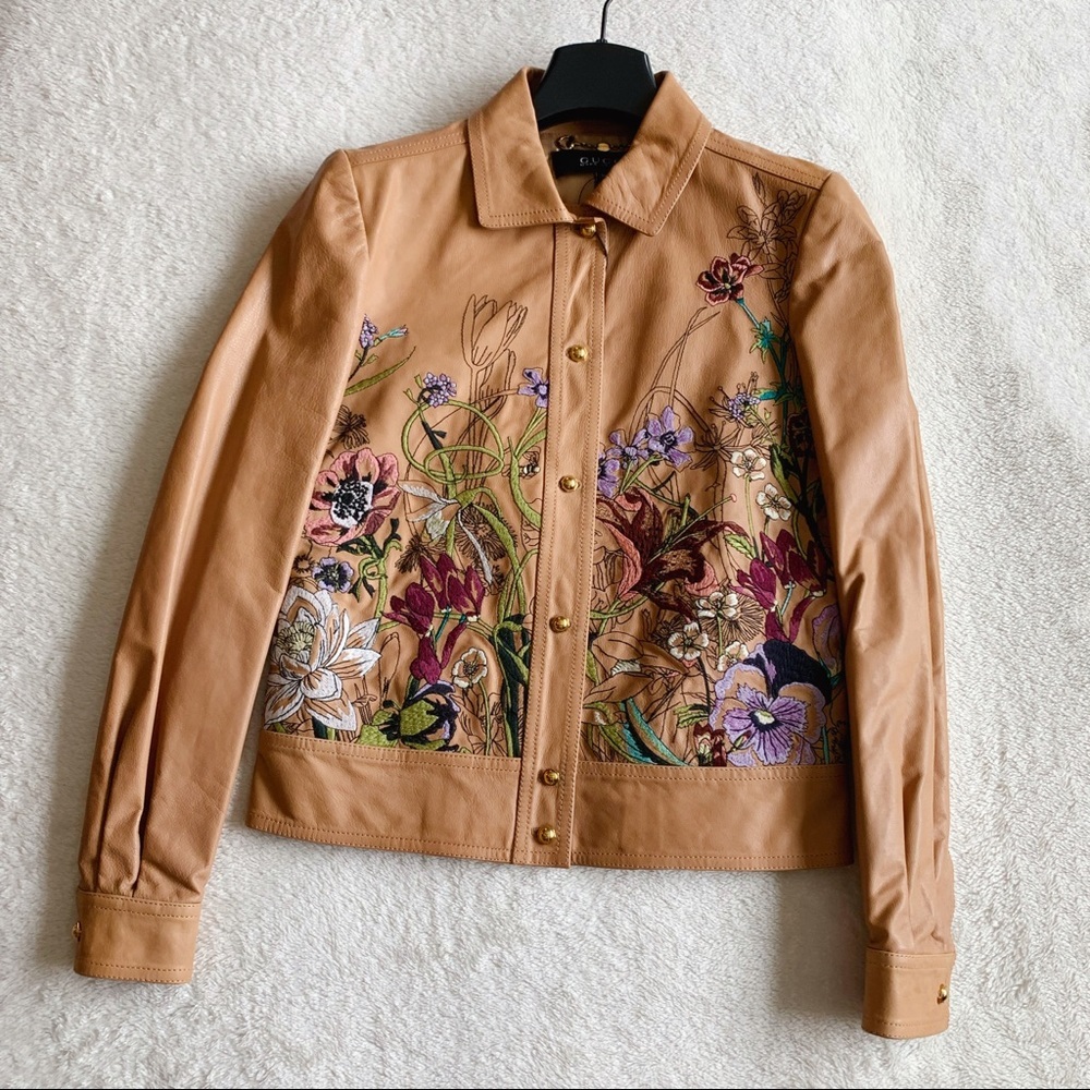 NWT Authentic Gucci Embroidered Leather Jacket